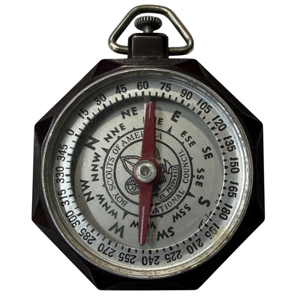 Vintage Boy Scouts of America BSA National Council Pocket Compass Octagon Case